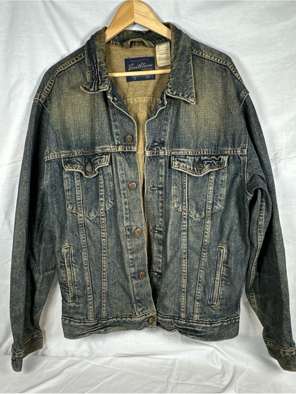 Signature by Levi Strauss Distressed Blue Denim Jacket